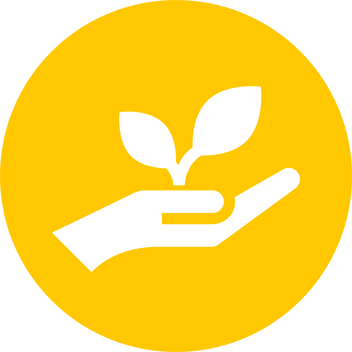 Icon for sustainable development. Hand with plant.